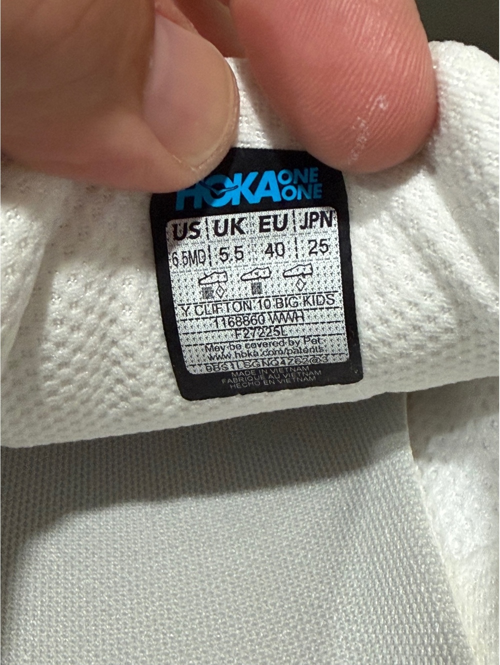 Size 6.5Y/8 Women’s Wide - Hoka Clifton 10 GS “Triple White” - Picture 6 of 6